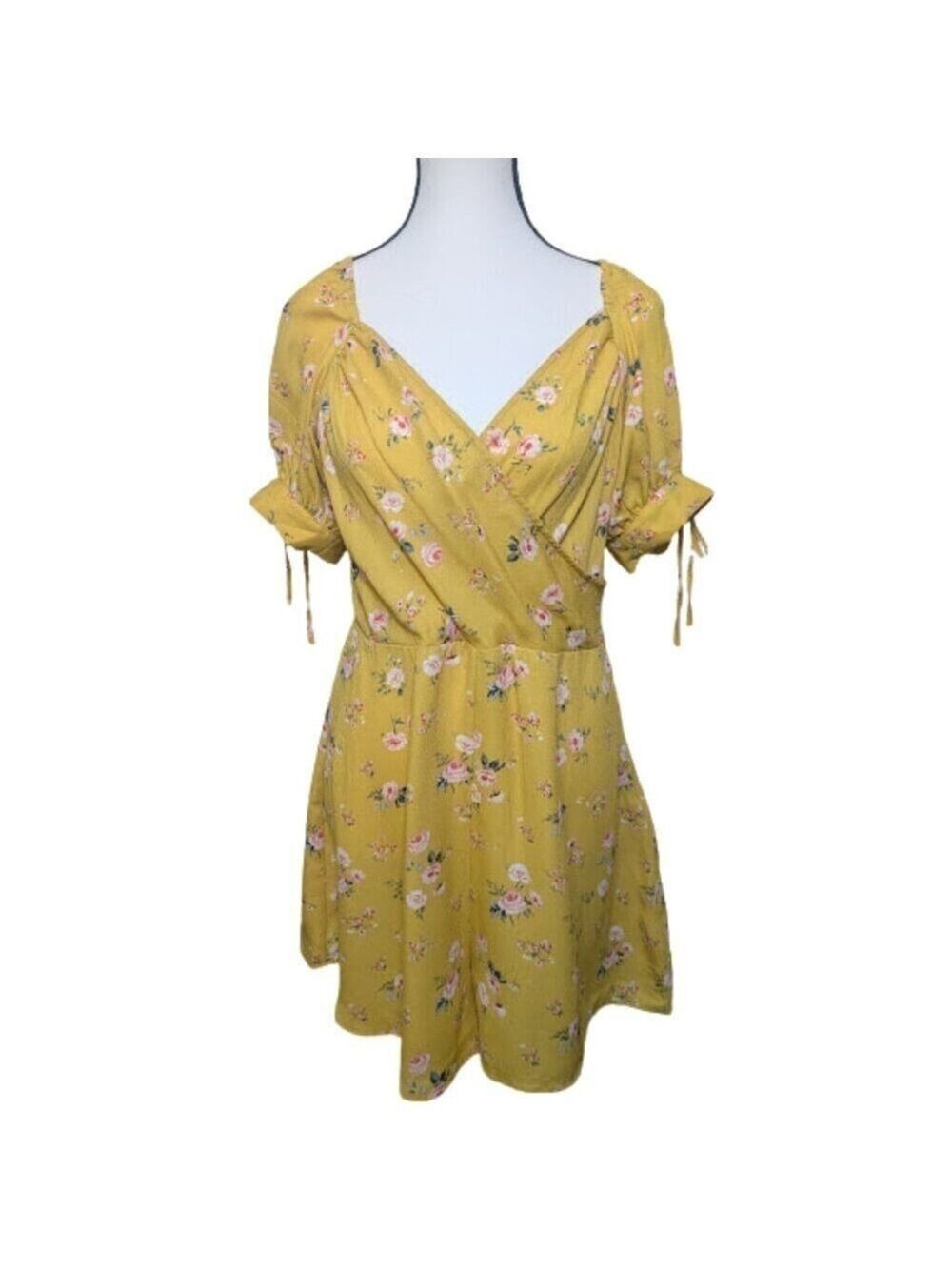 Ten Sixty Sherman Yellow Floral Puff Sleeve Romper Coastal Cowgirl – Size L
